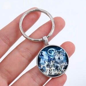 Wolves in Night Sky Keychain/Bag Charm New in Packaging